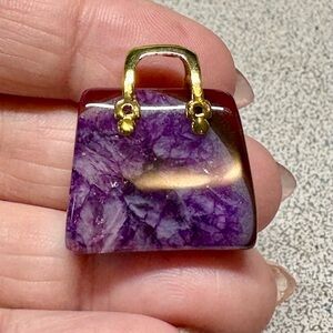 Miniature purple Black(peach Druzy) and red Handbag Charm